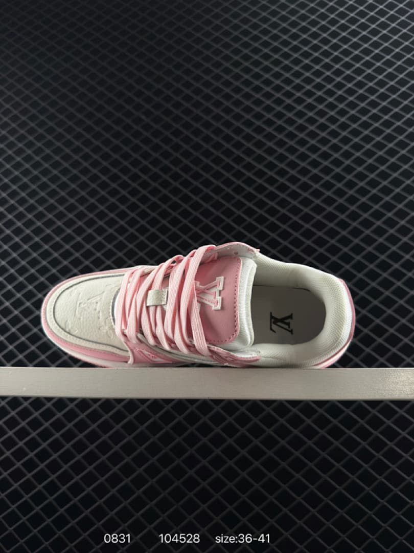 Luxury Pink & White Premium Leather Sneakers for Women – High-Quality Casual Fashion Shoes | Sizes
