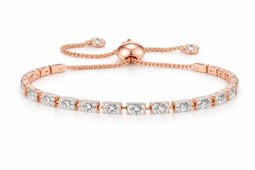 Rose Gold Rectangle Crystal Bolo Bracelet World-Store
