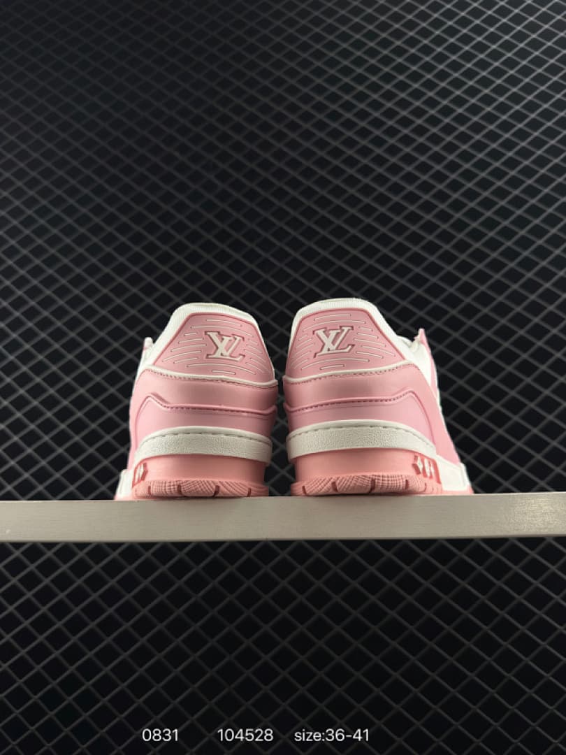 Luxury Pink & White Premium Leather Sneakers for Women – High-Quality Casual Fashion Shoes | Sizes