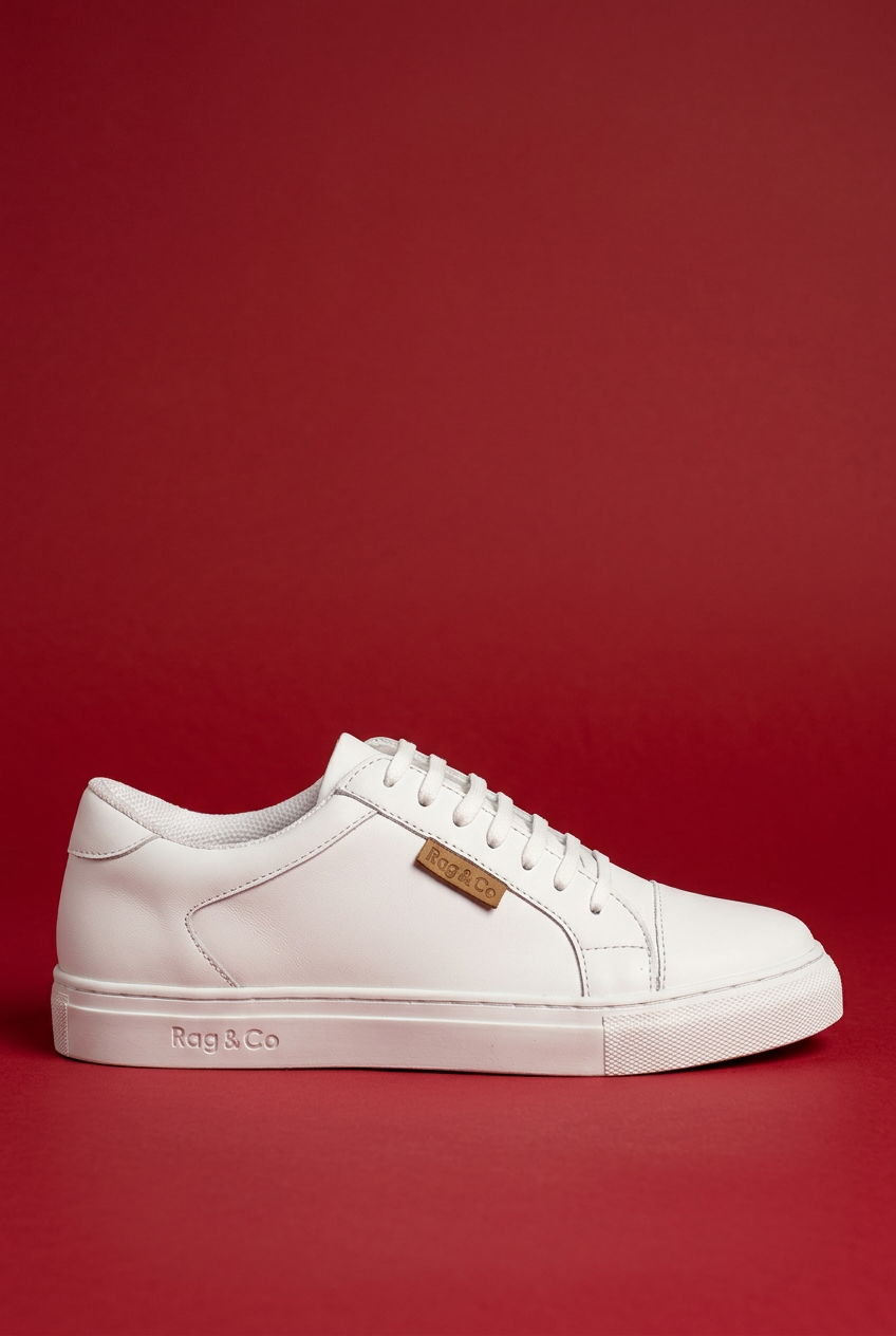 White Ashford sneaker on red background